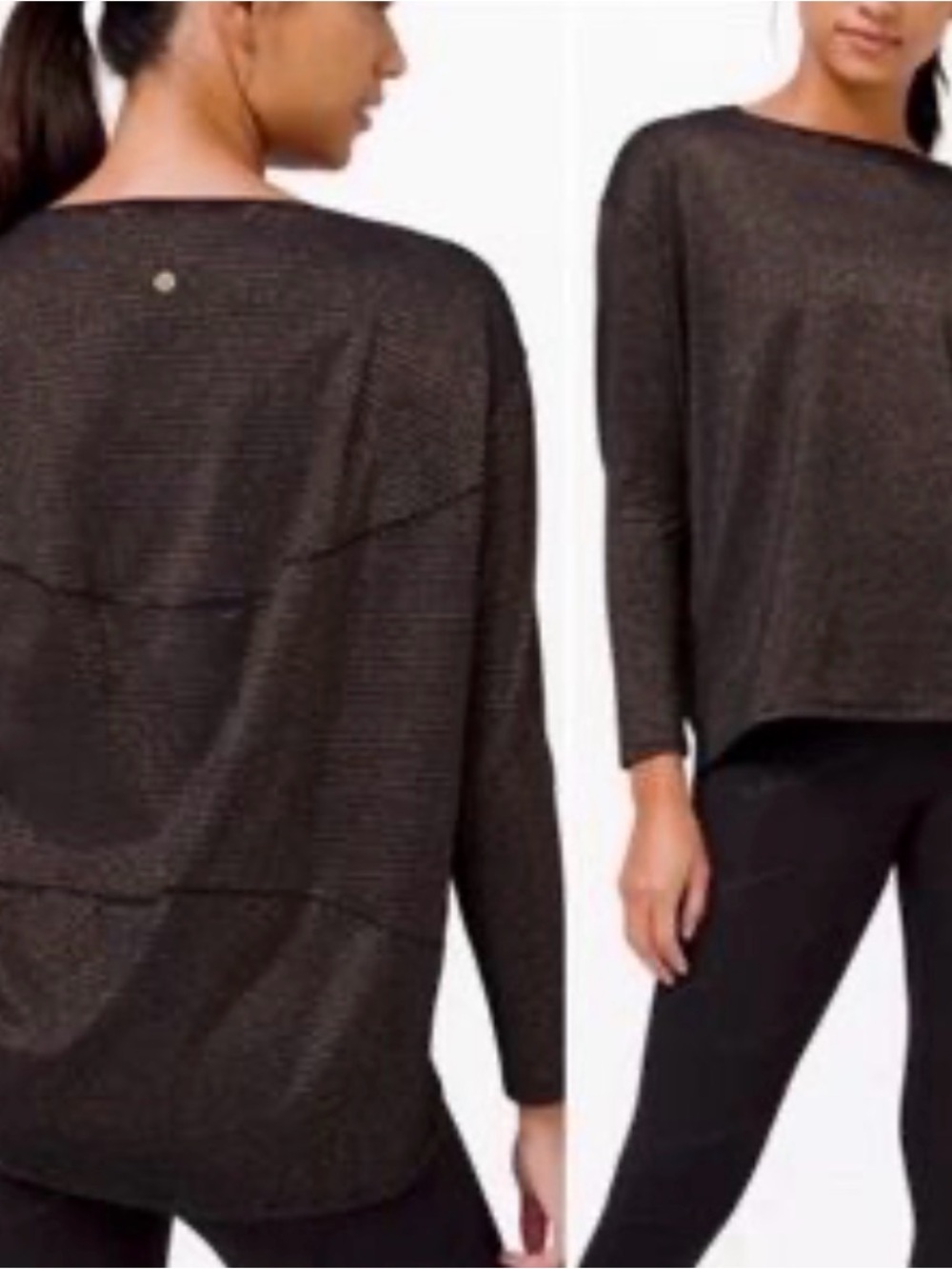 lululemon athletica Black Metallic Long-Sleeve Top